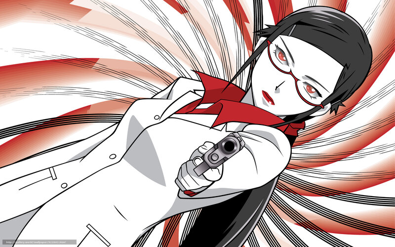 Anime Character Holding Gun — White, Dramatic, Manga