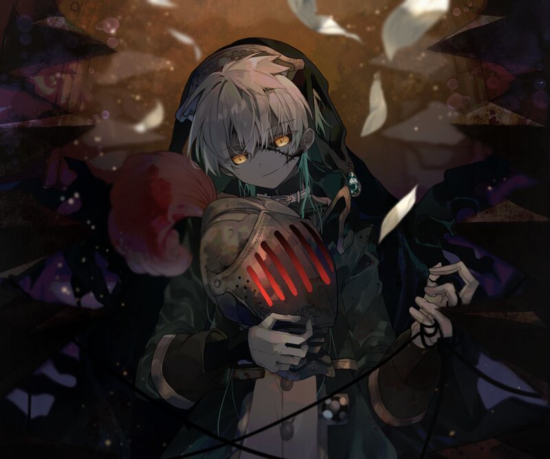 Anime Character Holding Helmet — Black