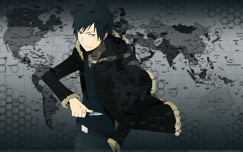 Anime Character Holding Knife — Black, Serious