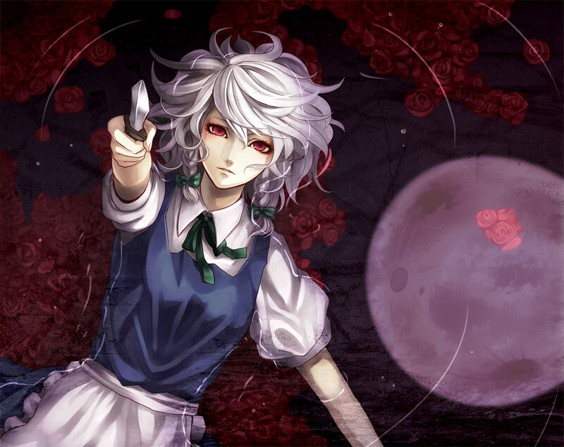 Anime Character Holding Knife — White