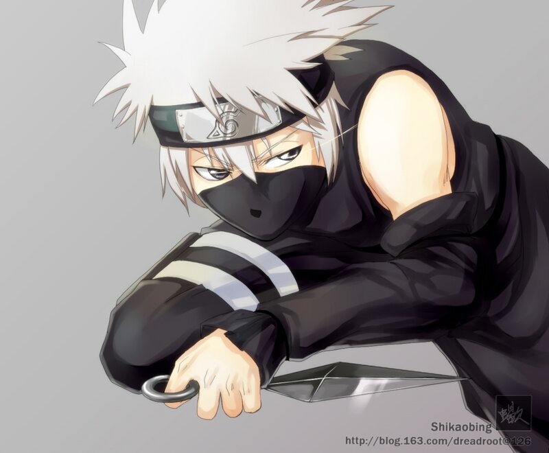 Anime Character Holding Kunai — Black
