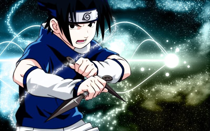 Anime Character Holding Kunai — Blue
