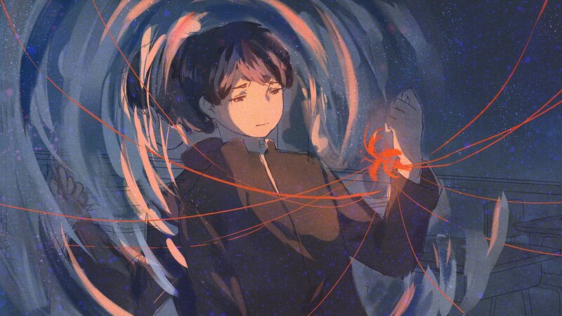 Anime Character Holding Light — Blue