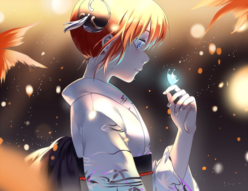 Anime Character Holding Light — White