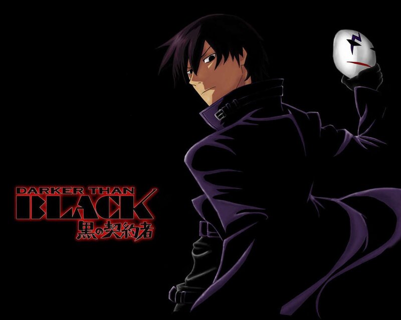 Anime Character Holding Mask — Black, Dramatic, Night, Coat
