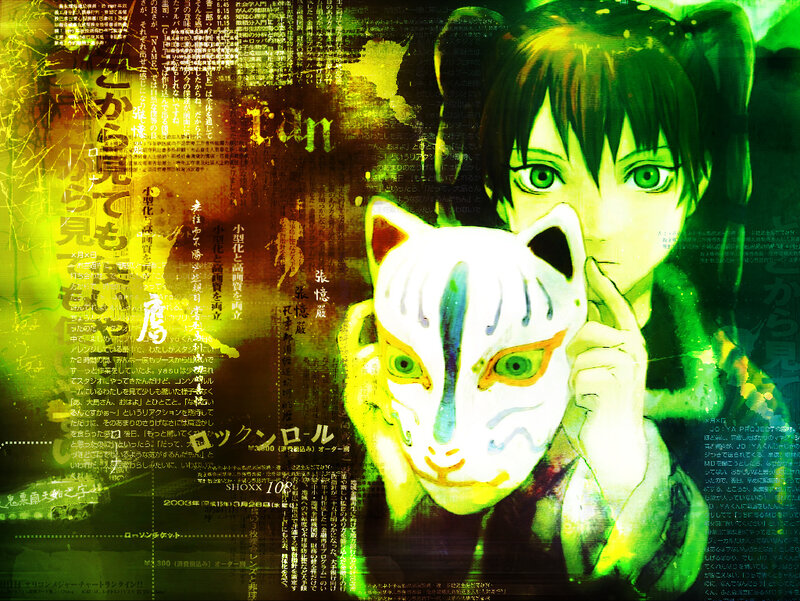Anime Character Holding Mask — Green