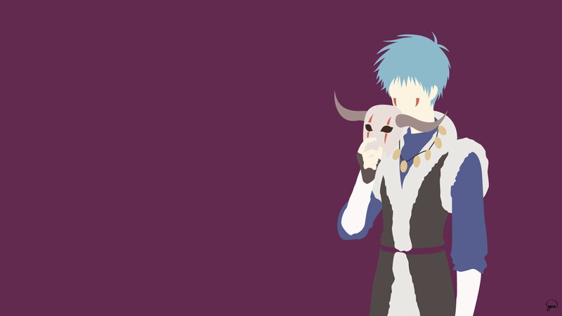 Anime Character Holding Mask — Purple, Calm