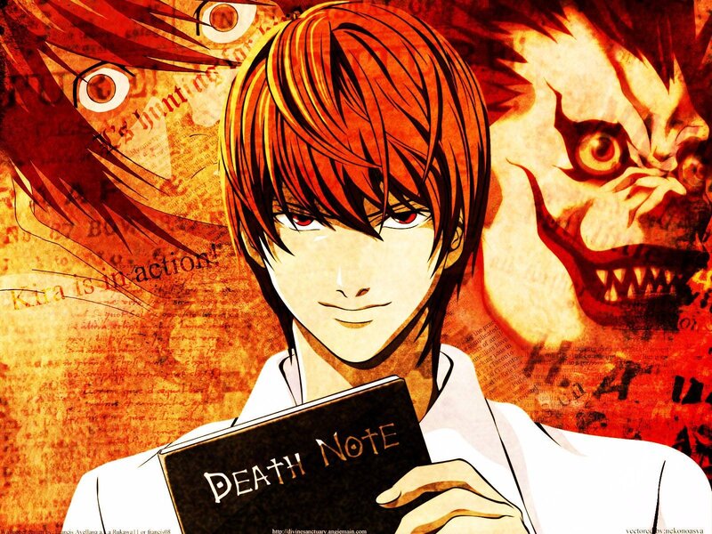 Anime Character Holding Notebook — Red
