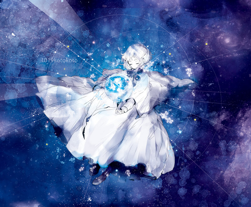 Anime Character Holding Orb — Blue