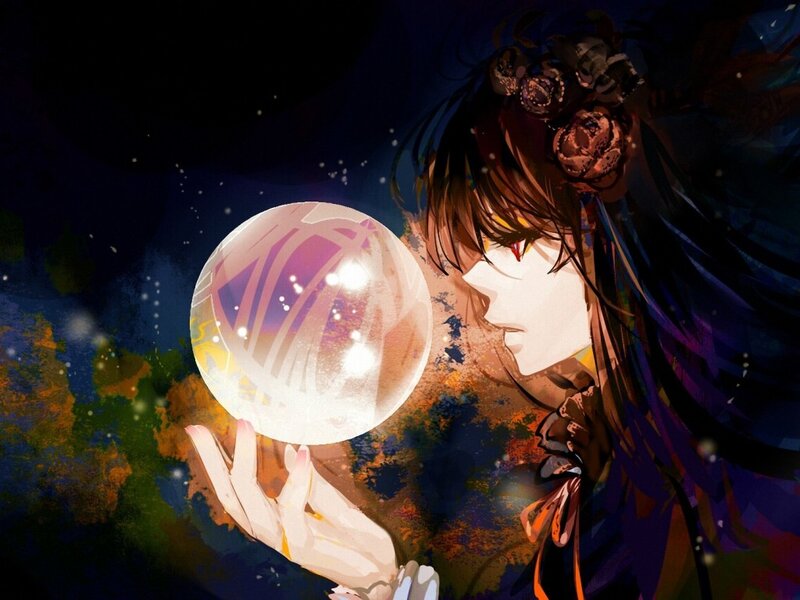 Anime Character Holding Orb — Purple