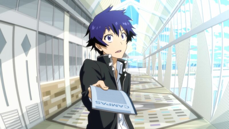 Anime Character Holding Paper — Blue