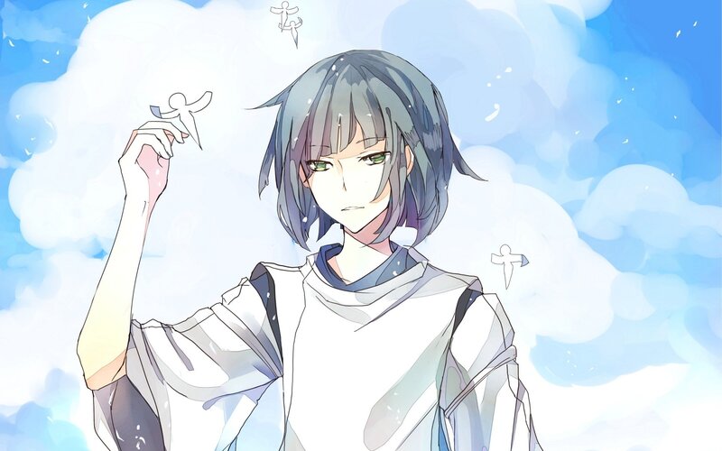 Anime Character Holding Paper Figure