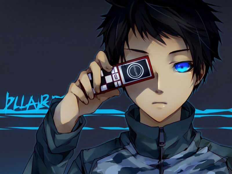 Anime Character Holding Phone — Black
