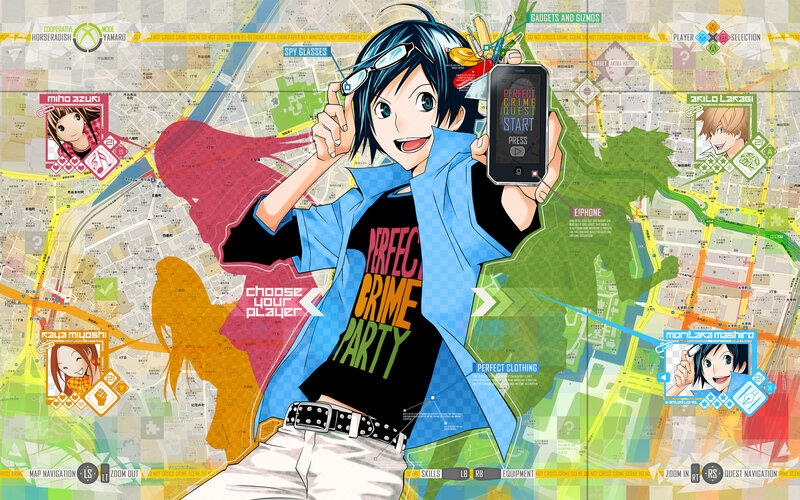 Anime Character Holding Phone — Blue, Energetic