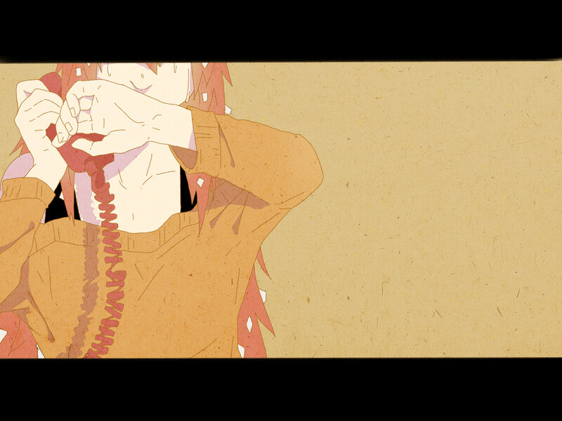 Anime Character Holding Phone — Brown