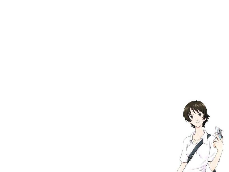 Anime Character Holding Phone — White