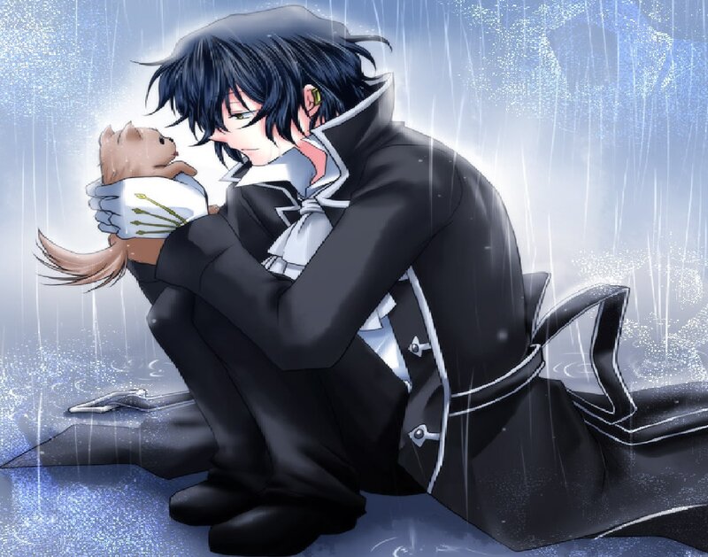 Anime Character Holding Puppy