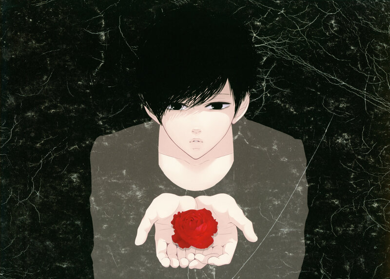 Anime Character Holding Rose — Black