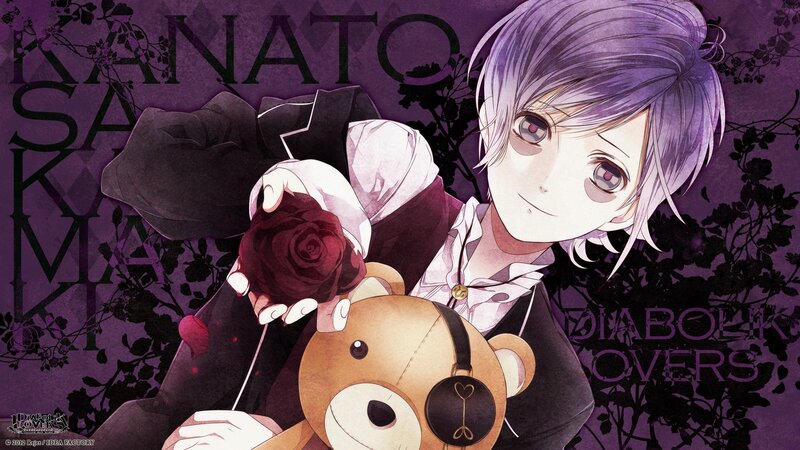 Anime Character Holding Rose — Purple, Dramatic