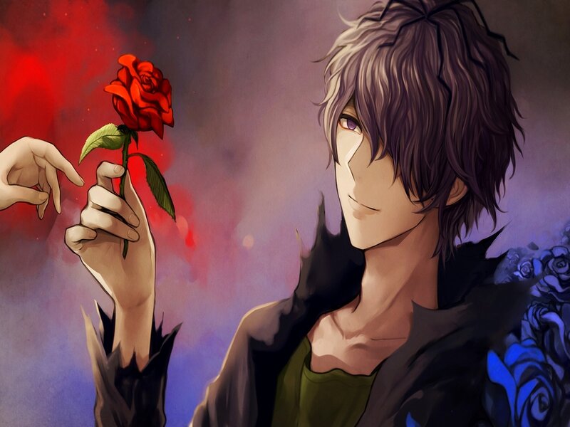 Anime Character Holding Rose — Red