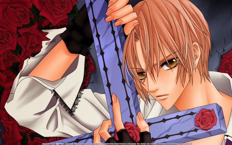 Anime Character Holding Roses — Red