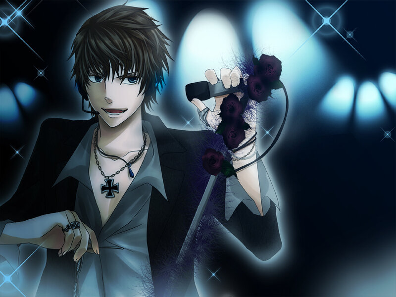Anime Character Holding Roses