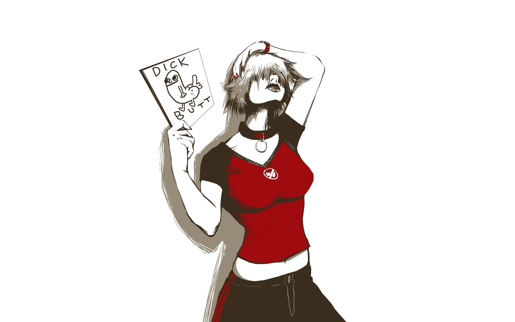 anime character holding sign