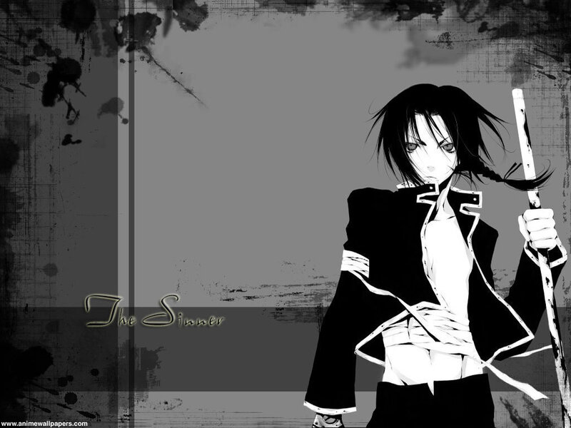 Anime Character Holding Staff — Black, Dramatic