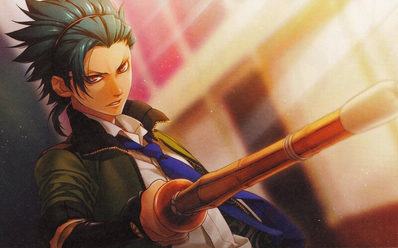 Anime Character Holding Staff — Green