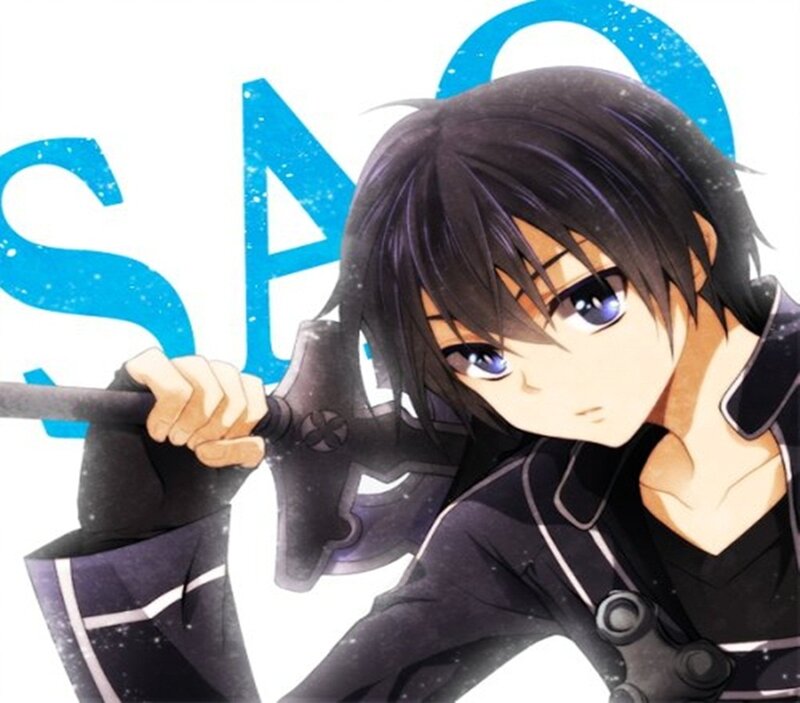Anime Character Holding Sword — Black, Determined