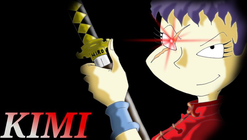 Anime Character Holding Sword — Black, Dramatic, Digital Art