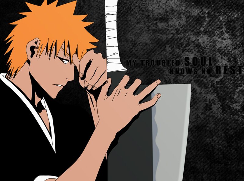 Anime Character Holding Sword — Black, Dramatic, Manga, Text