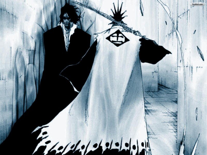 Anime Character Holding Sword — Black, Dramatic, Manga, White Cloak