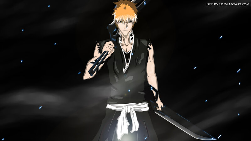 Anime Character Holding Sword — Black, Dramatic, Night, Black Robe