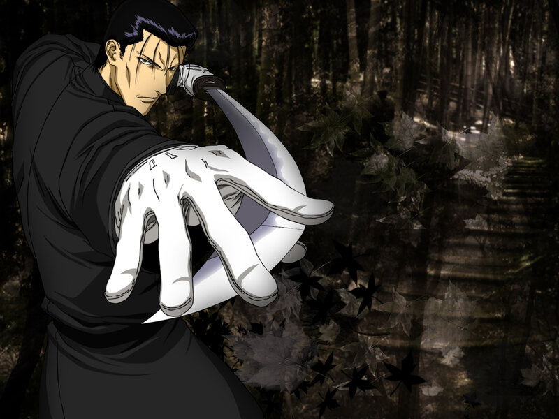 Anime Character Holding Sword — Black, Dramatic, Night, Forest