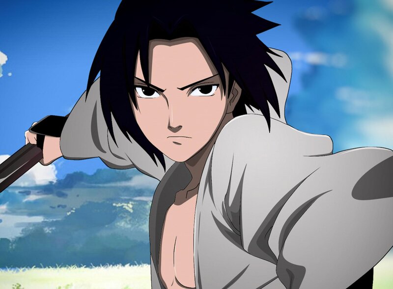 Anime Character Holding Sword — Blue, Determined
