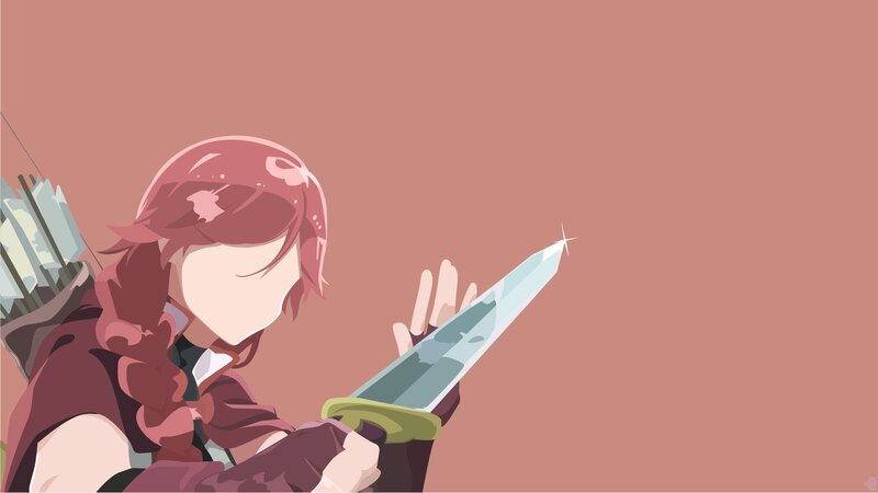 Anime Character Holding Sword — Pink, Calm