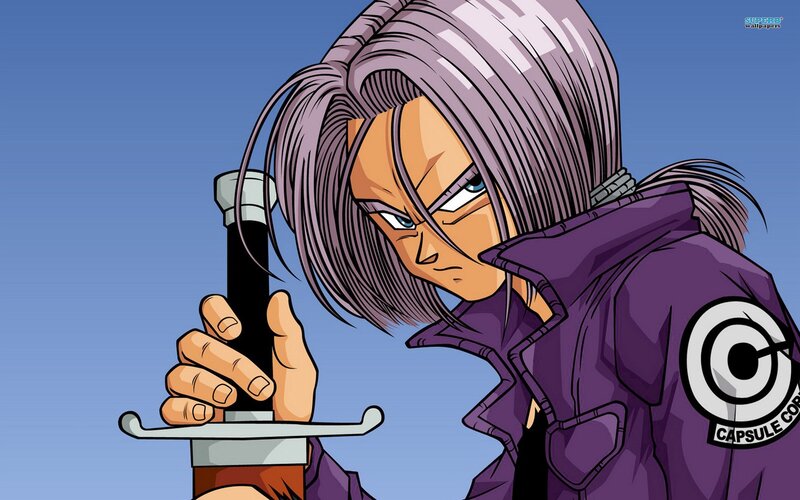 Anime Character Holding Sword — Purple, Determined, Manga
