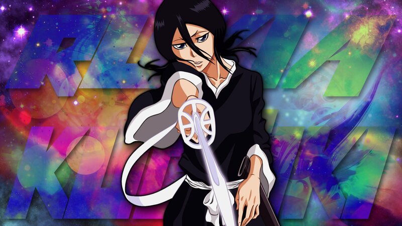 Anime Character Holding Sword — Purple, Dramatic, Cosmic Background