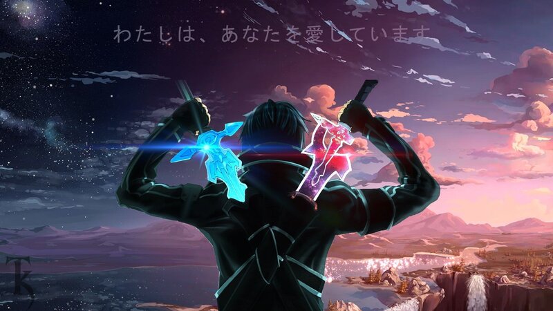 Anime Character Holding Swords — Purple