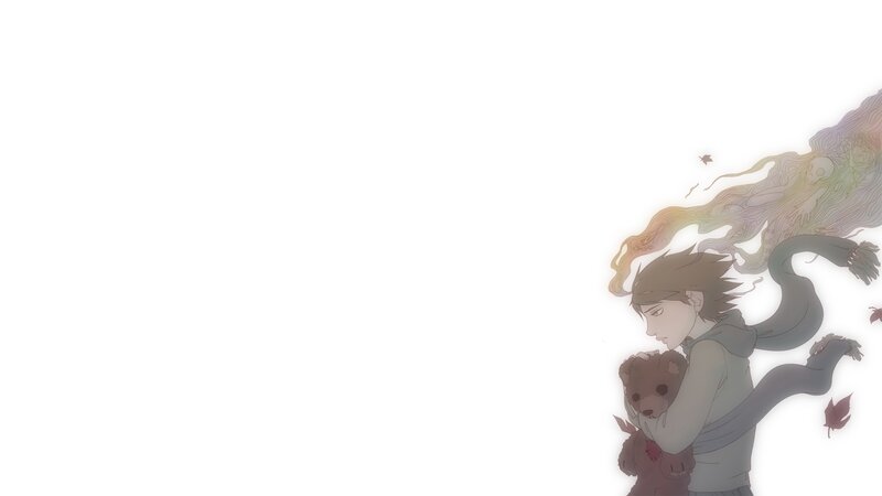 Anime Character Holding Teddy Bear — White