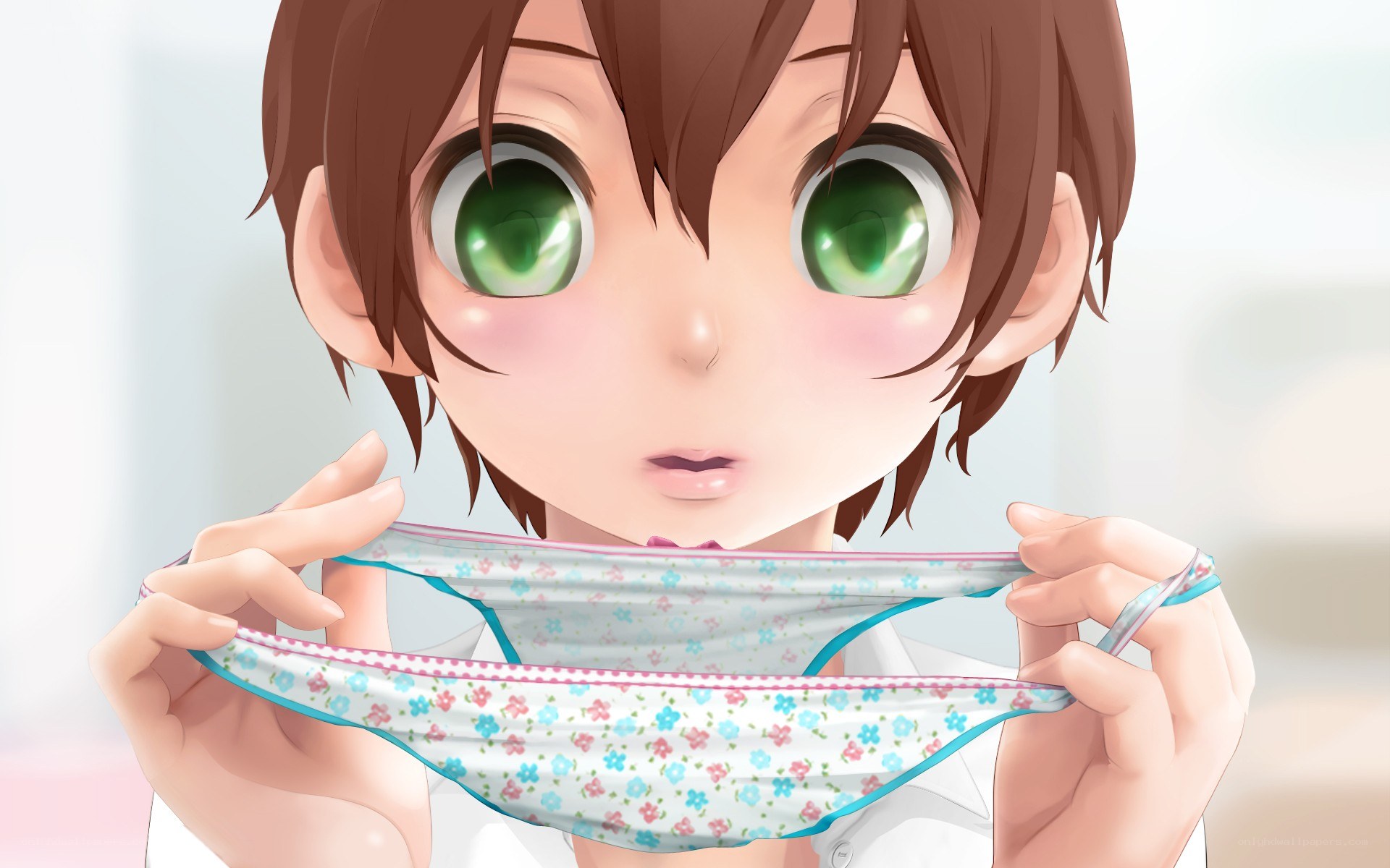 anime character holding underwear