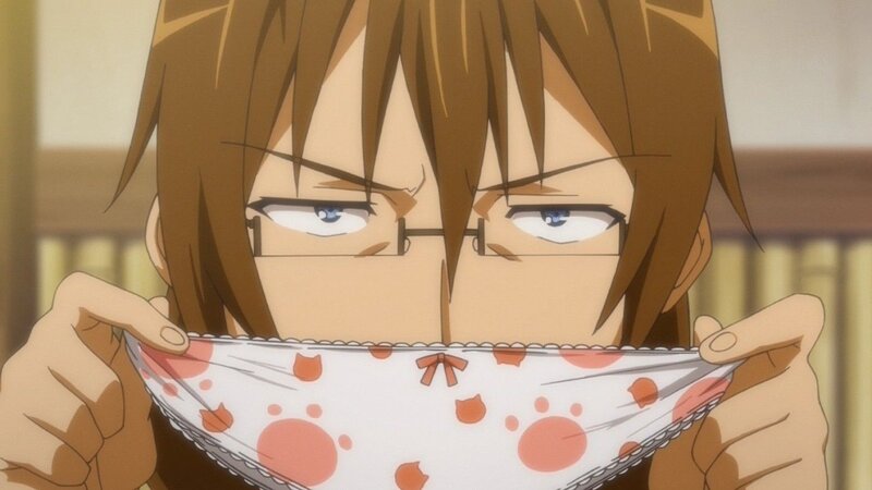anime character holding underwear
