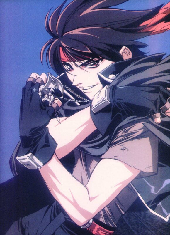 Anime Character Holding Weapon — Blue, Dramatic, Manga