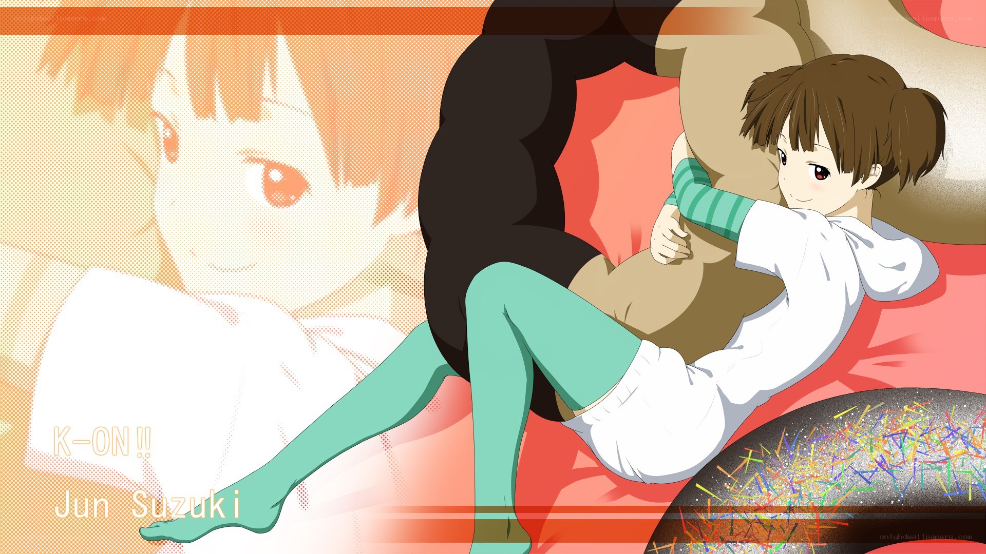 Anime character hugging a large figure