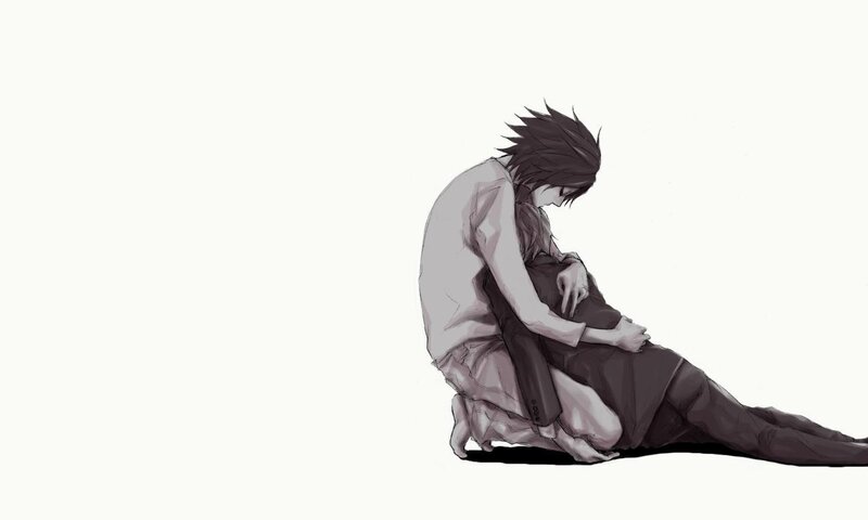 anime character hugging another