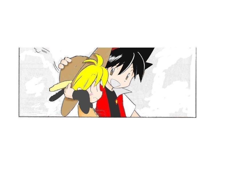 Anime Character Hugging Another — Black