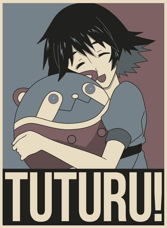 Anime Character Hugging Bear