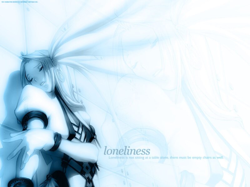 Anime Character Hugging Knees — Blue