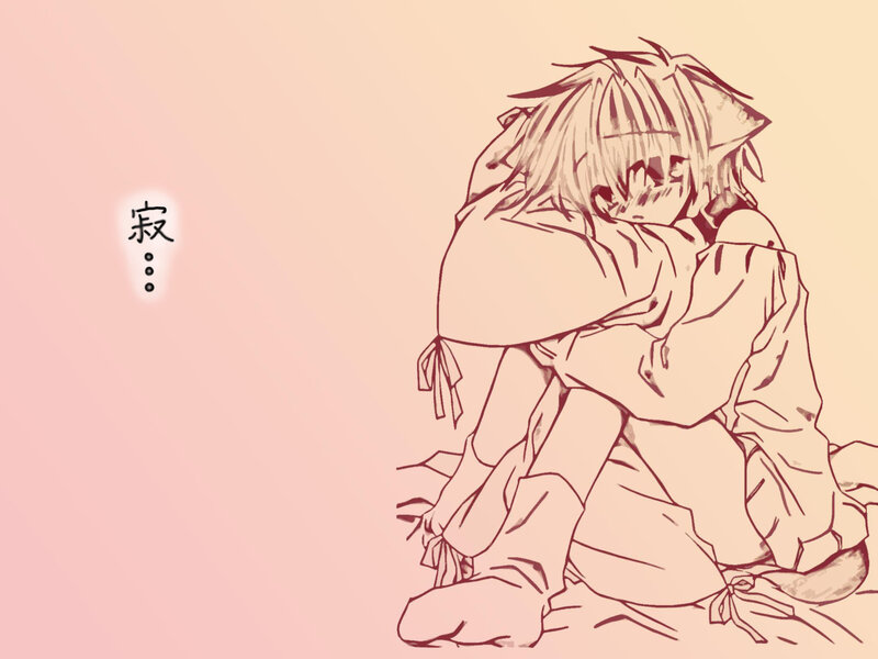anime character hugging knees